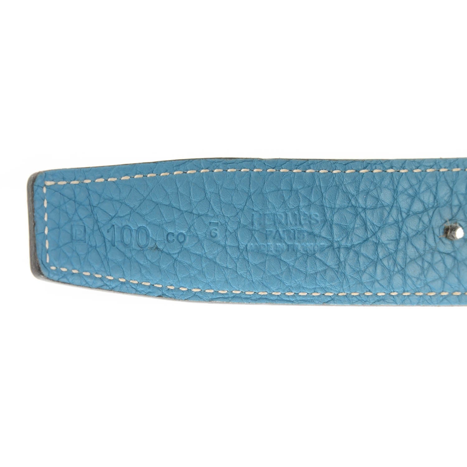 Hermes Box Taurillon Clemence 32mm H Belt 100 Black Blue Jean 3 of 6