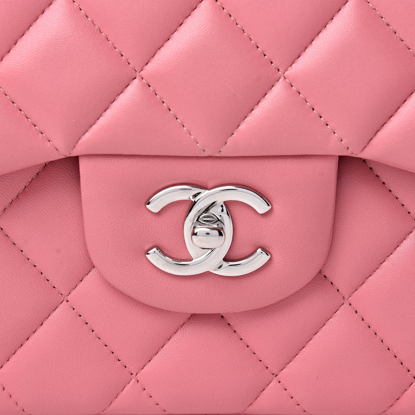 Lambskin Quilted Jumbo Double Flap Pink