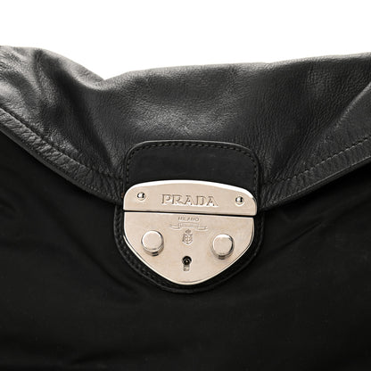 Prada Tessuto Nylon Vitello Shoulder Bag Black 7 of 12