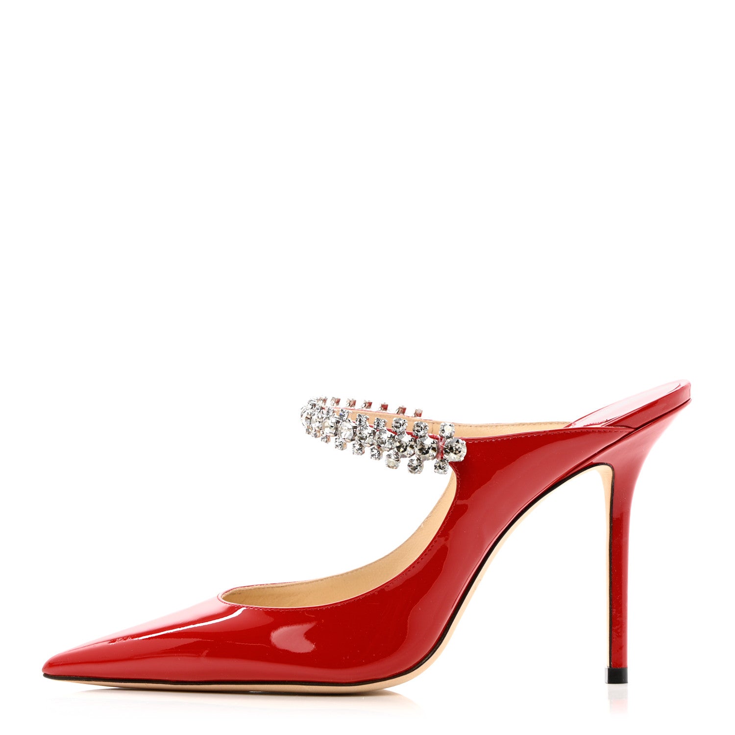 Jimmy Choo Patent Crystal Bing 100 Pumps 38 Red 1 of 12