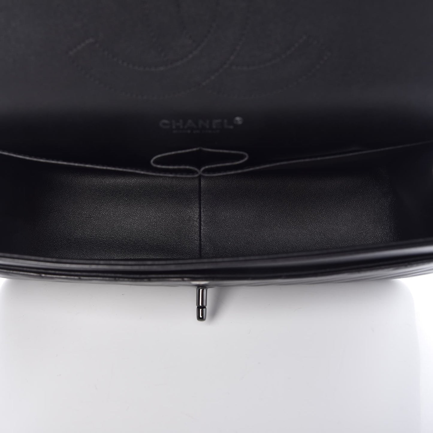 Lambskin Chevron Quilted Jumbo Double Flap So Black