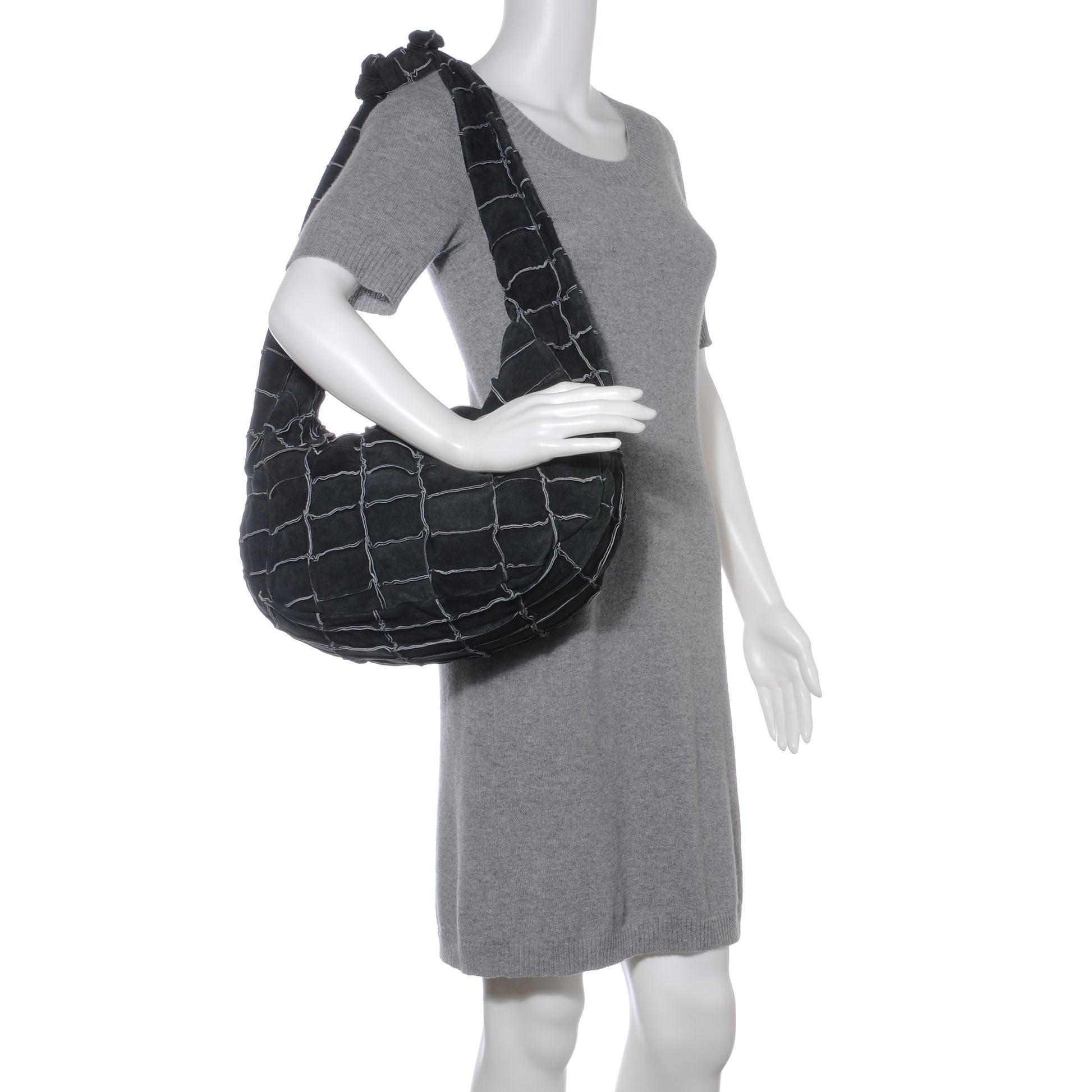 Chanel Suede Patchwork Hobo Charcoal Grey 2 of 9