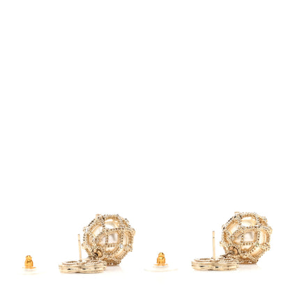 Chanel Pearl Caged CC Drop Earrings Gold 3 of 4