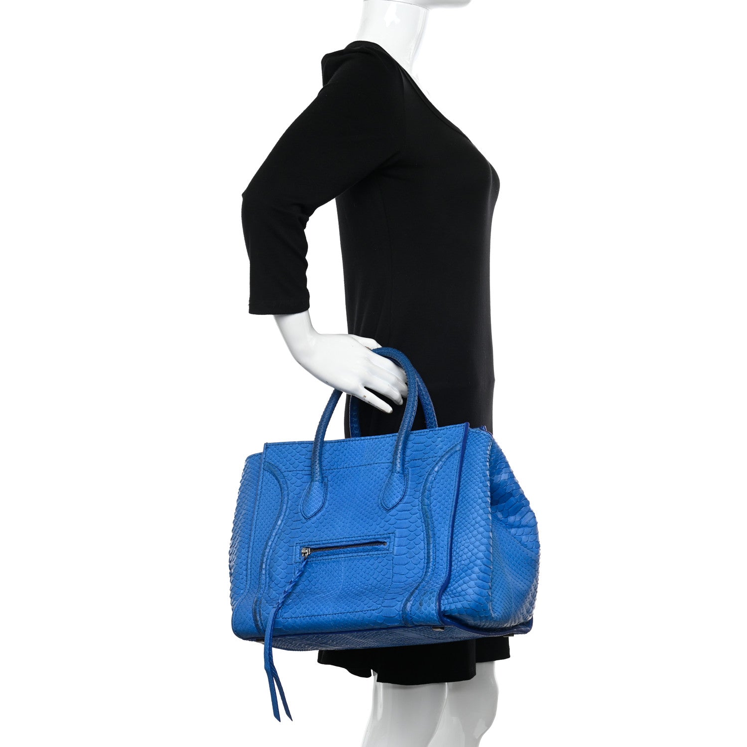 Celine Snakeskin Medium Phantom Luggage Blue 2 of 13
