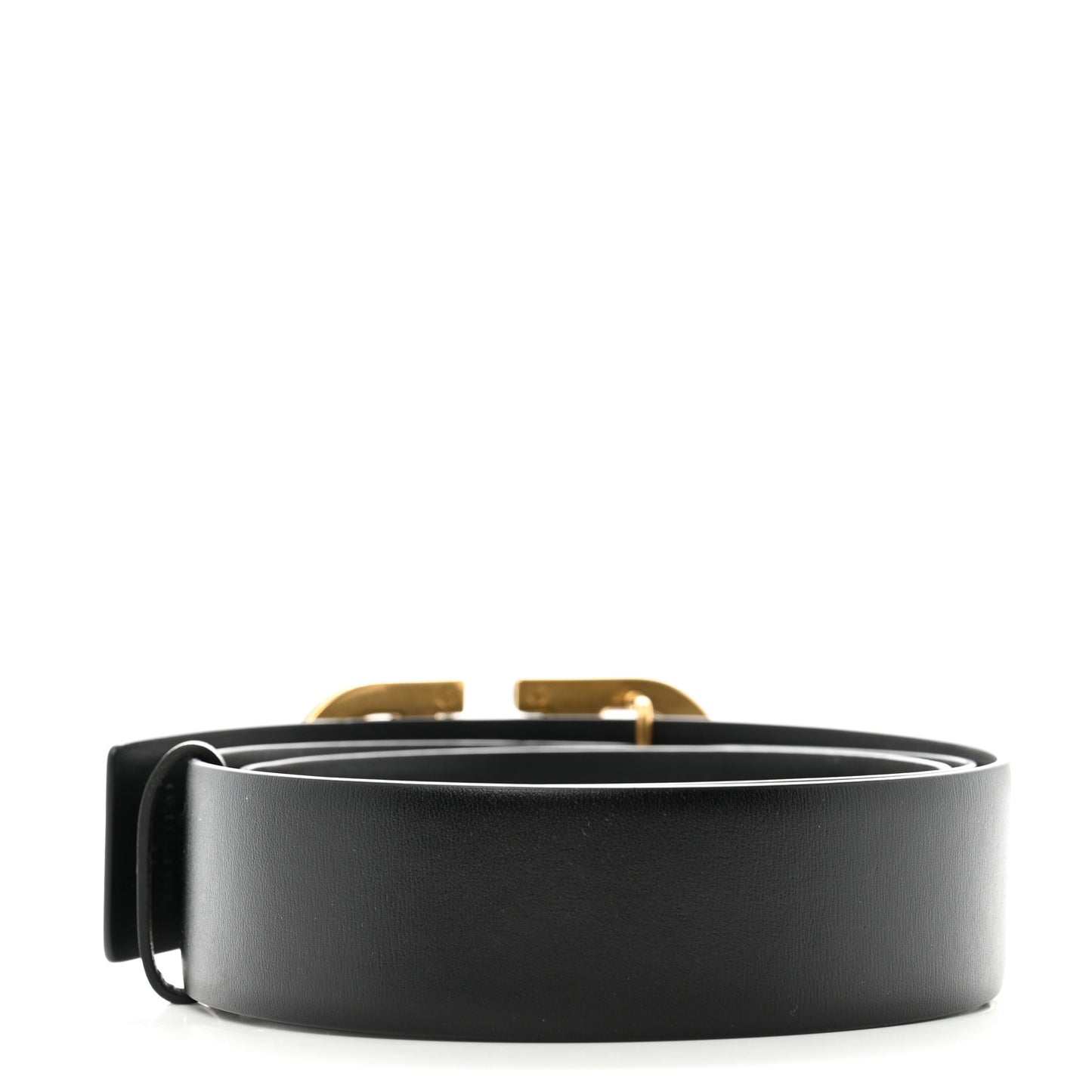 Glossy Calfskin Monochrome VLogo Belt 85 34 Black