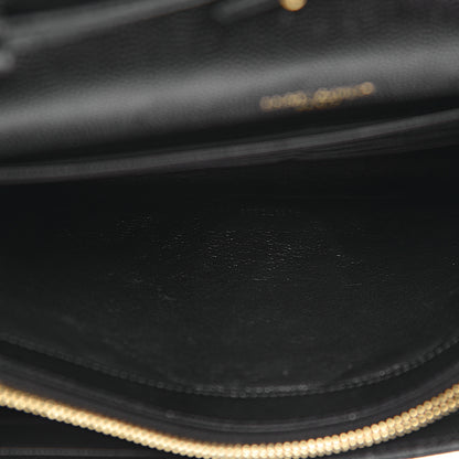 Saint Laurent Grain De Poudre Matelasse Chevron Monogram Chain Wallet Black 10 of 13