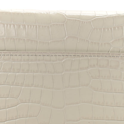 Saint Laurent Calfskin Crocodile Embossed Monogram Sunset Chain Wallet Blanc Vintage 10 of 12
