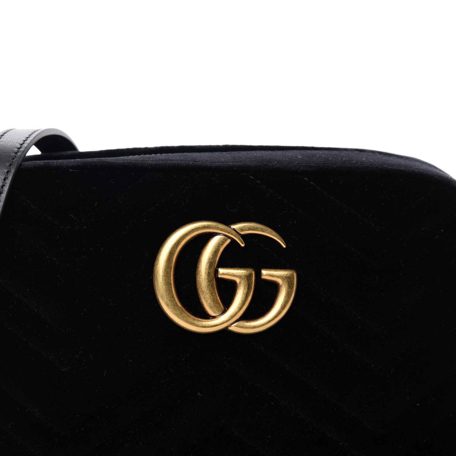 Gucci Velvet Matelasse Small GG Marmont Chain Shoulder Bag Black 10 of 10