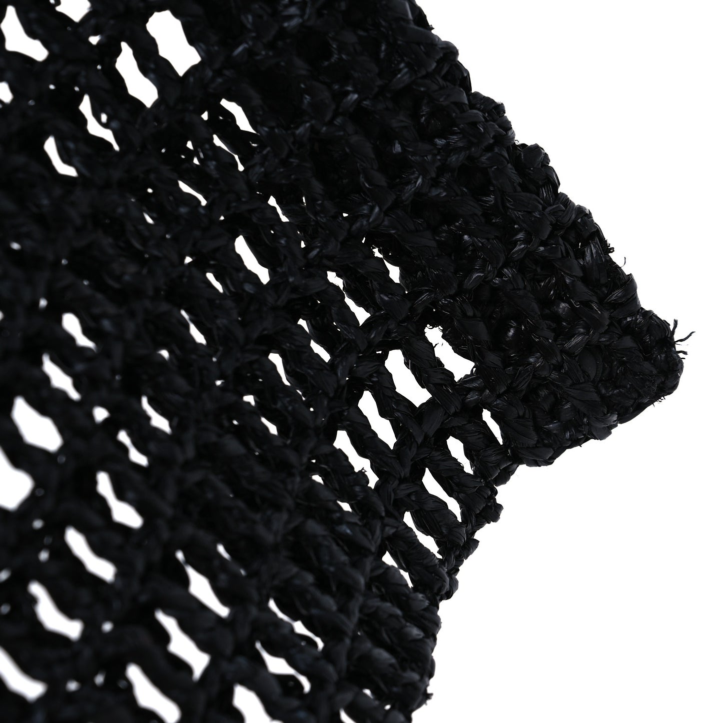 Raffia Calfskin Oxalis Shoulder Bag Black