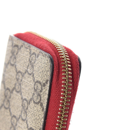 Gucci GG Supreme Monogram Mystic Cat Patch Zip Around Card Case Wallet Beige Hibiscus Red 11 of 11