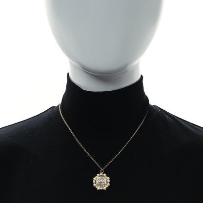 Chanel Pearl Crystal CC Pendant Necklace Gold 2 of 5