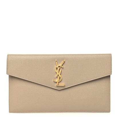 Saint Laurent Grain De Poudre Uptown Pouch Dark Beige 1 of 11