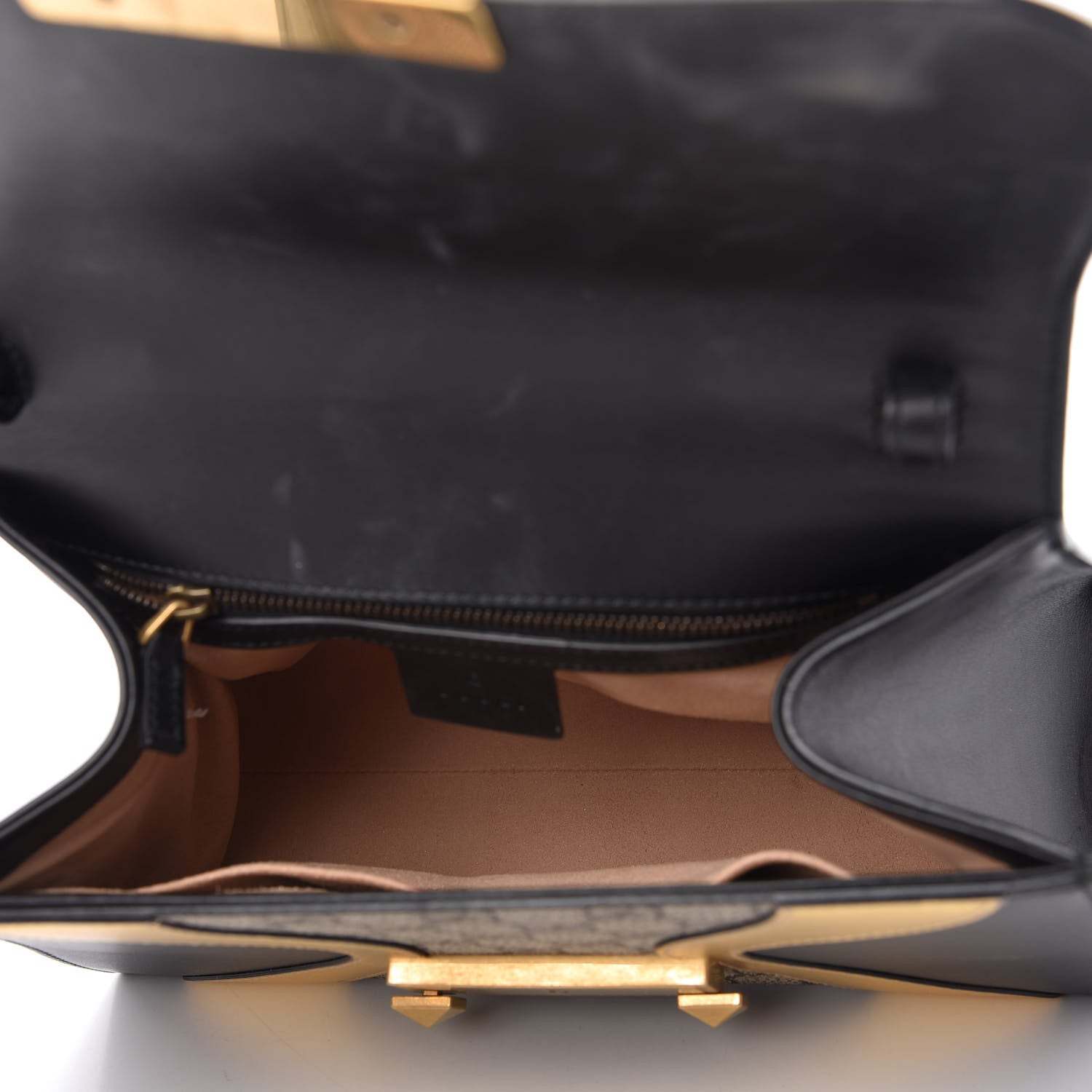 Gucci GG Supreme Monogram Small Osiride Top Handle Bag Black Gold 5 of 10