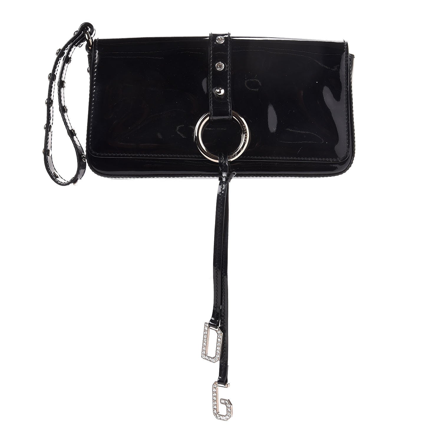Dolce & Gabbana Patent Crystal Clutch Black 1 of 6