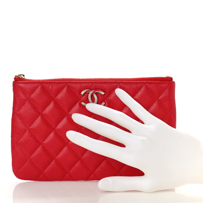 Chanel Caviar Quilted Crystal Enamel Cosmetic Case Red 2 of 10