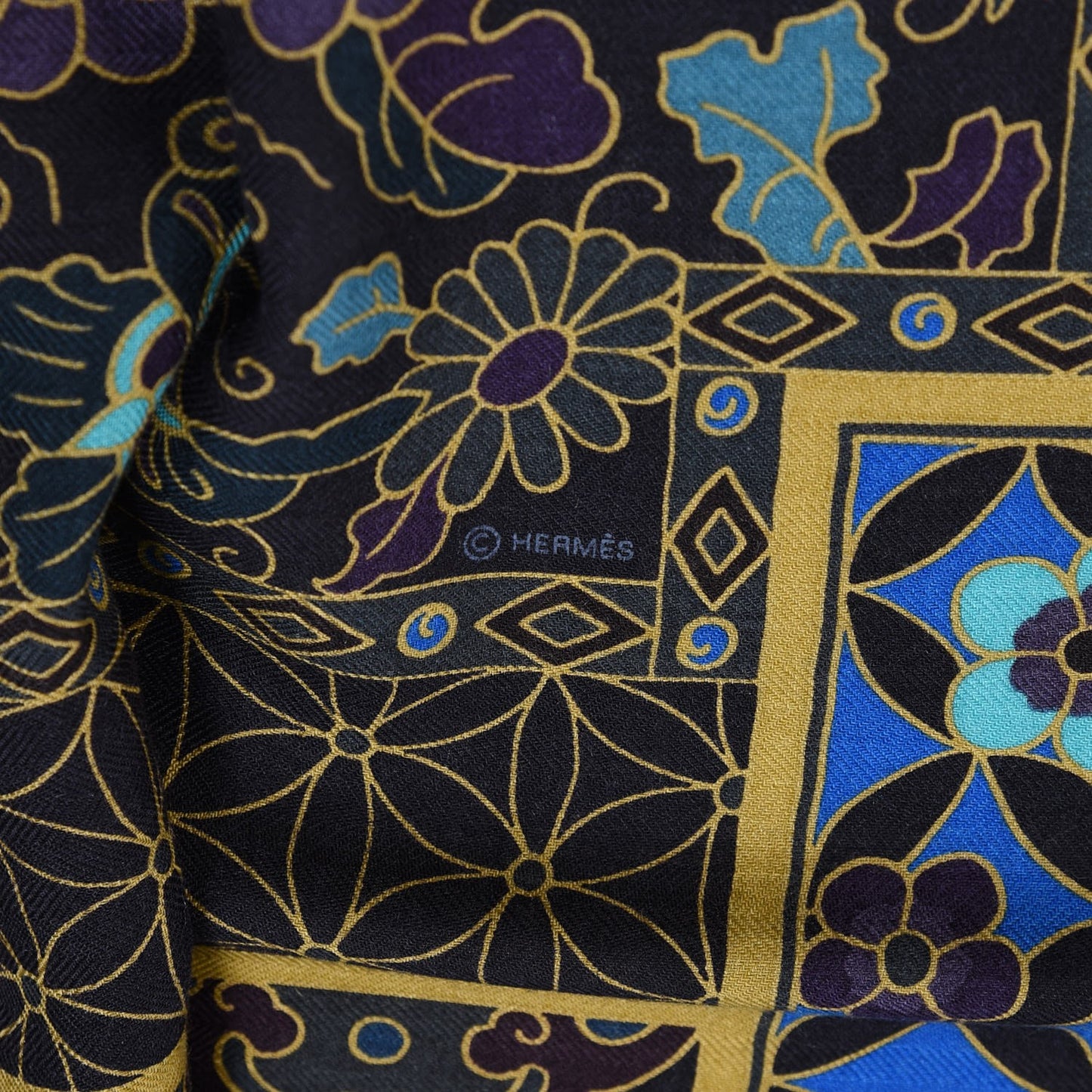 Cashmere Silk Collections Imperiales Shawl 140 Bleu Liedevin Mordore