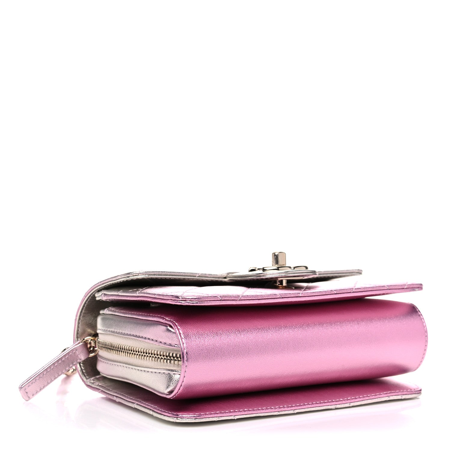 Chanel Metallic Lambskin Like A Wallet Flap Golden Pink 4 of 17