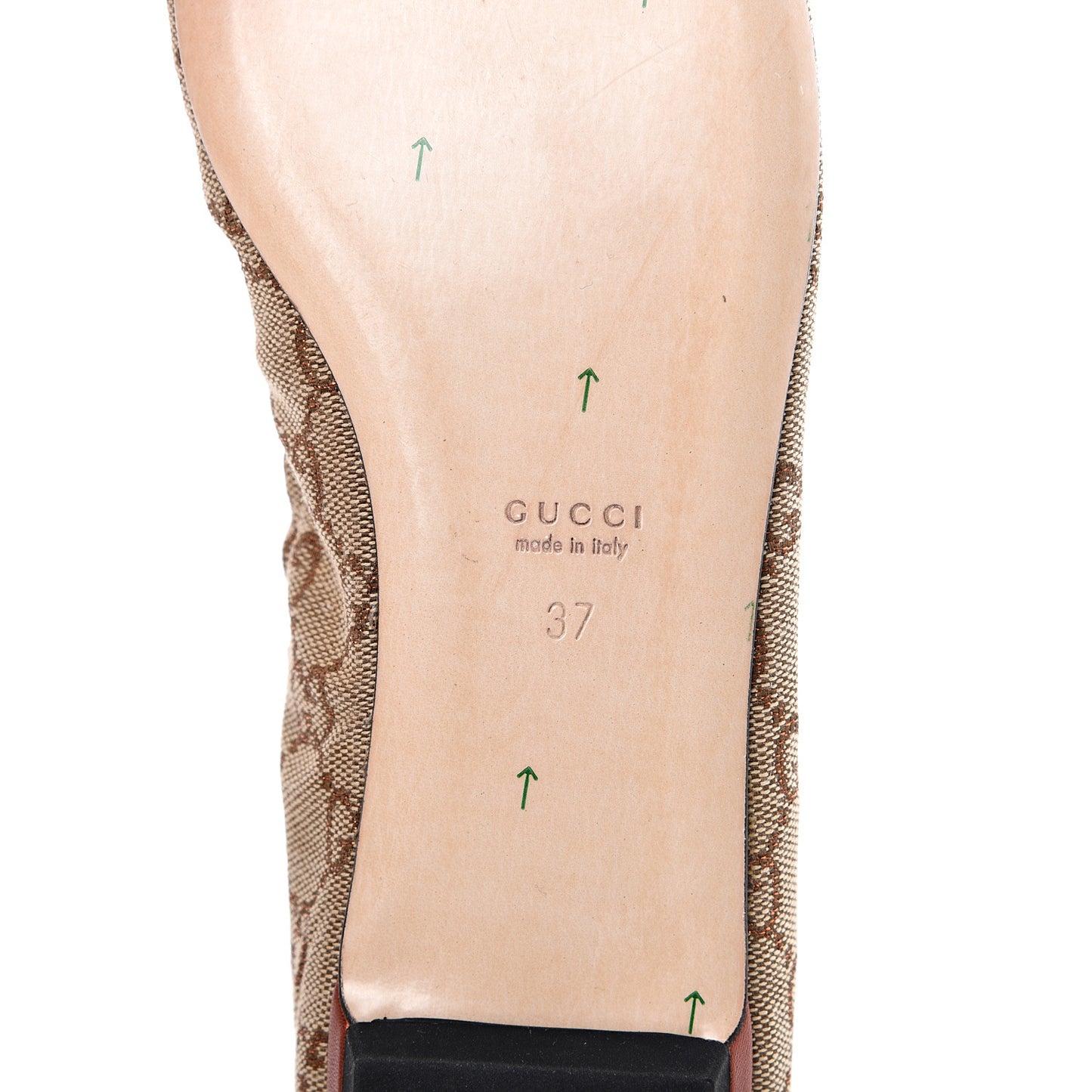 GG Monogram Miro Soft Calfskin Bamboo Ballet Flats 37 Beige Oxydus