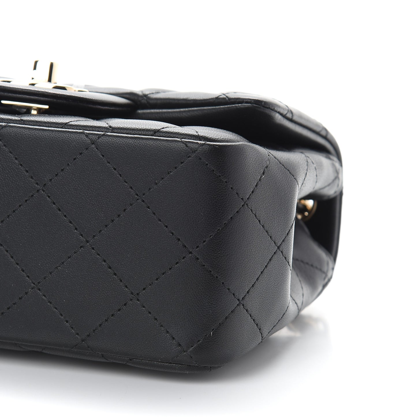 Lambskin Quilted Mini Square Flap Black