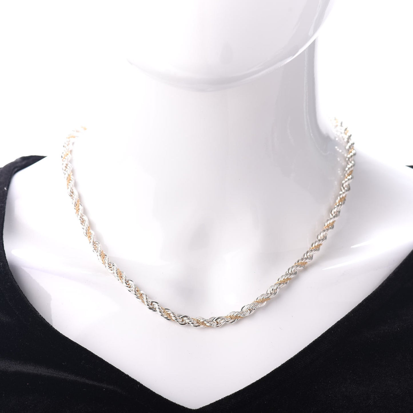 Sterling Silver 18K Yellow Gold Rope Chain Necklace 18"