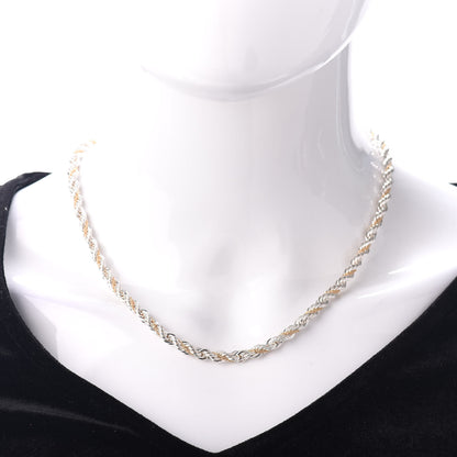 Tiffany Sterling Silver 18K Yellow Gold Rope Chain Necklace 18" 2 of 4