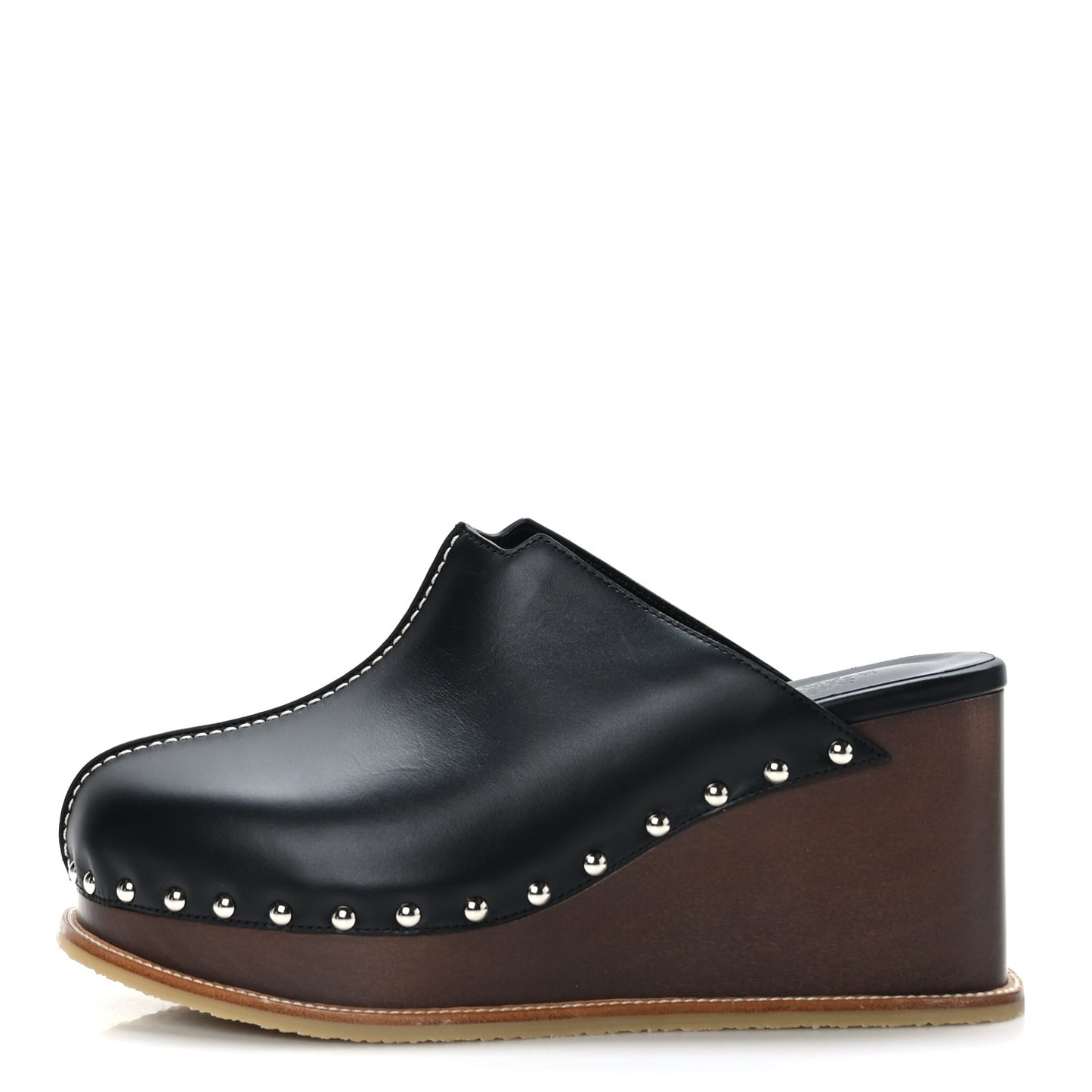 Calfskin Beechwood Earth Mules 40 Black