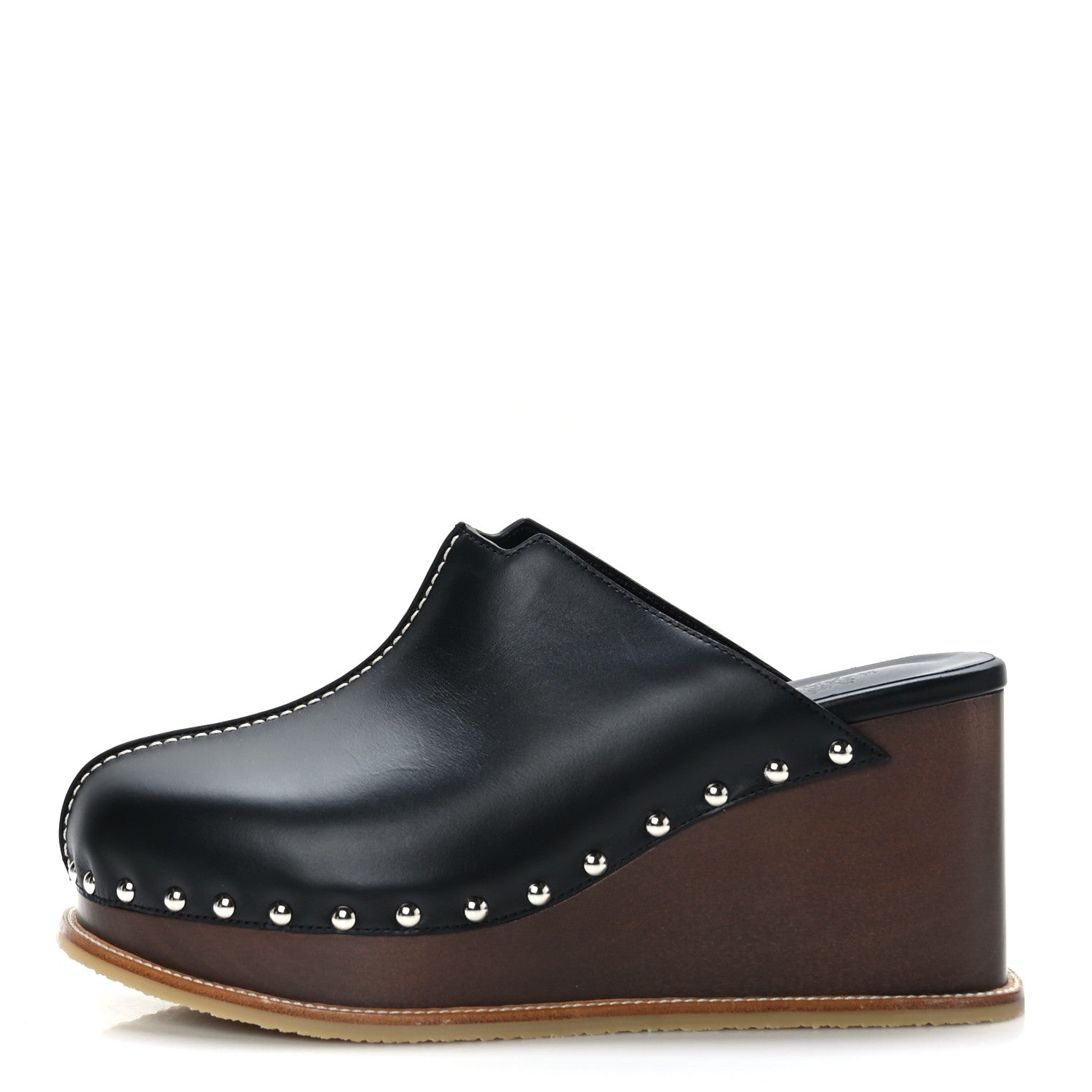 Hermes Calfskin Beechwood Earth Mules 40 Black 1 of 8