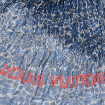 Louis Vuitton Cashmere Silk Leopard Stole Blue 2 of 6