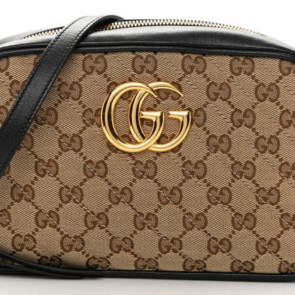 Gucci Monogram Matelasse Diagonal Small GG Marmont Chain Shoulder Bag Beige Black 8 of 15