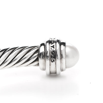 David Yurman Sterling Silver Diamond Pearl 5mm Cable Classics Princess Bracelet 4 of 4