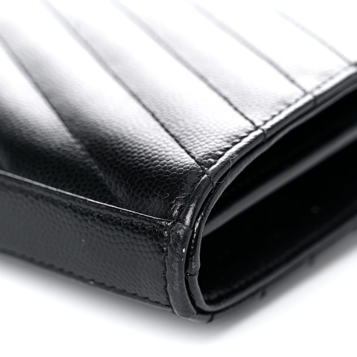 Grain De Poudre Matelasse Chevron Monogram Chain Wallet Black