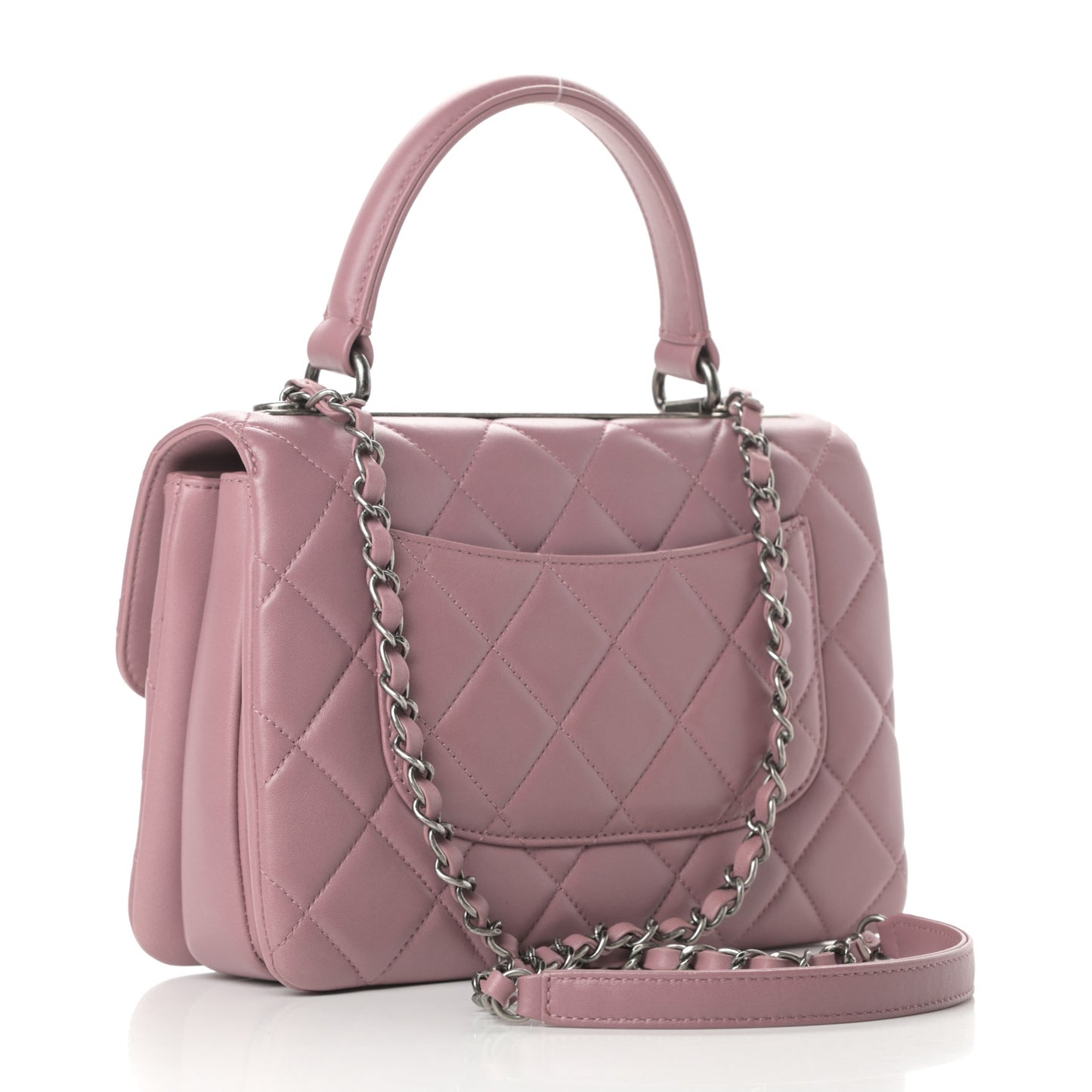 Lambskin Quilted Small Trendy CC Flap Dual Handle Bag Pink
