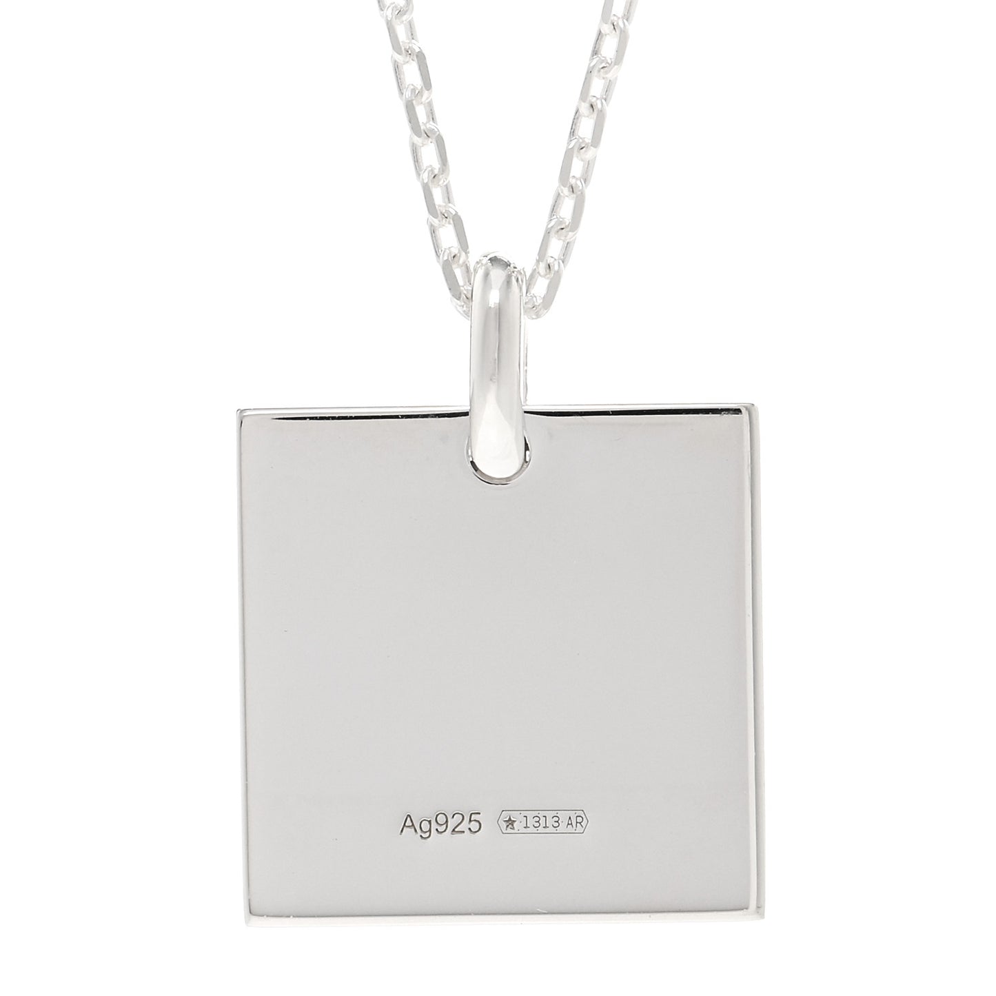 Sterling Silver Trademark Logo Square Pendant Necklace