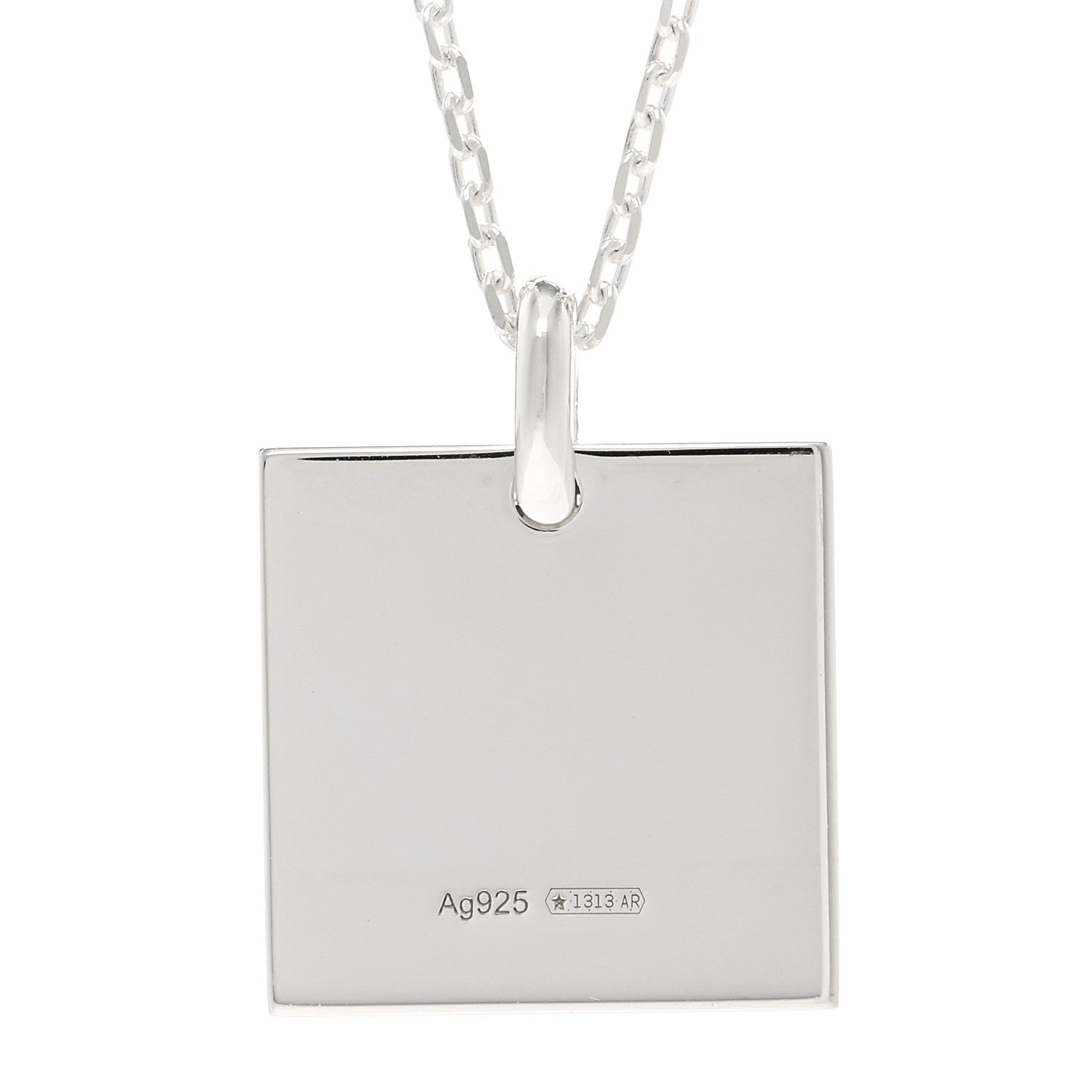 Gucci Sterling Silver Trademark Logo Square Pendant Necklace 4 of 4