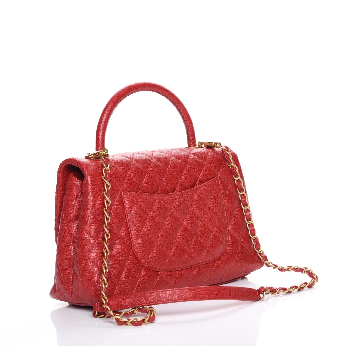 Caviar Quilted Small Coco Handle Flap Red