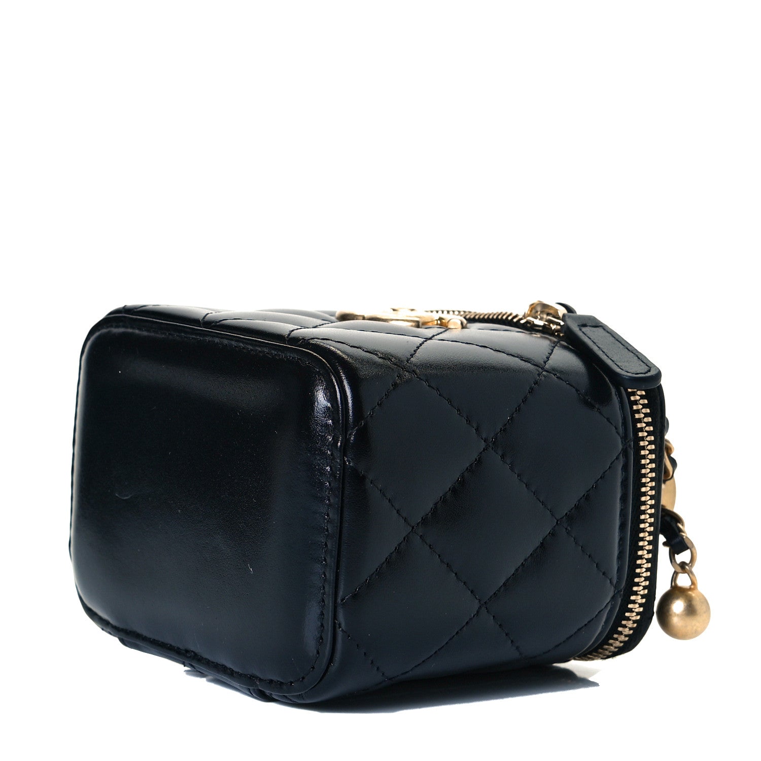 Chanel Calfskin Quilted Mini Perfect Fit Vanity Case With Chain Black 6 of 9