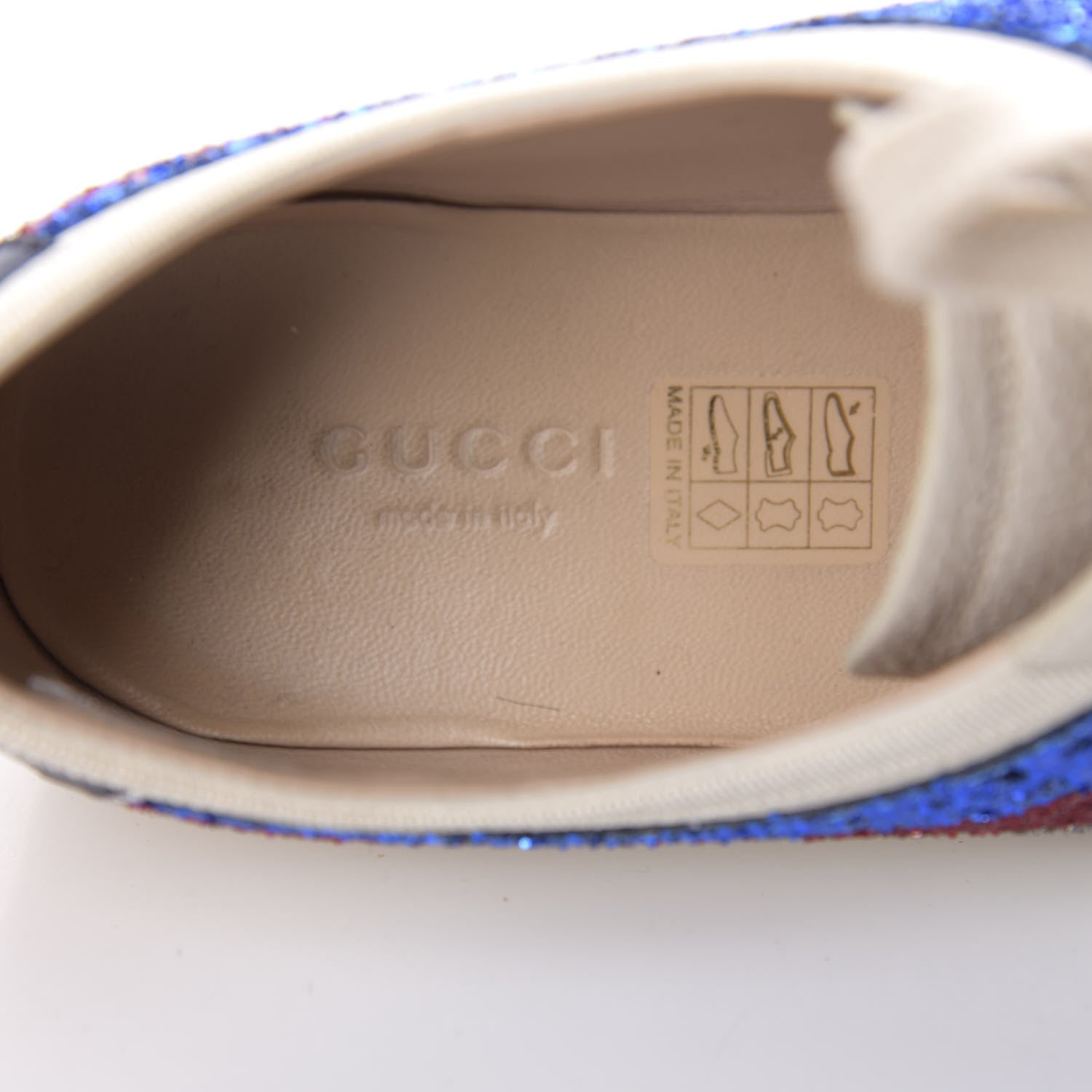 Gucci Calfskin Glitter Crystal Womens Sylvie Web Falacer Sneakers 36.5 White 7 of 12