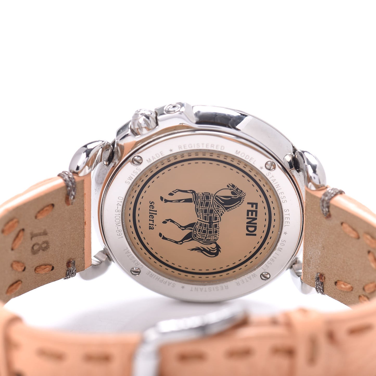 Stainless Steel Calfskin Mother of Pearl 37mm Selleria Quartz Watch Peach