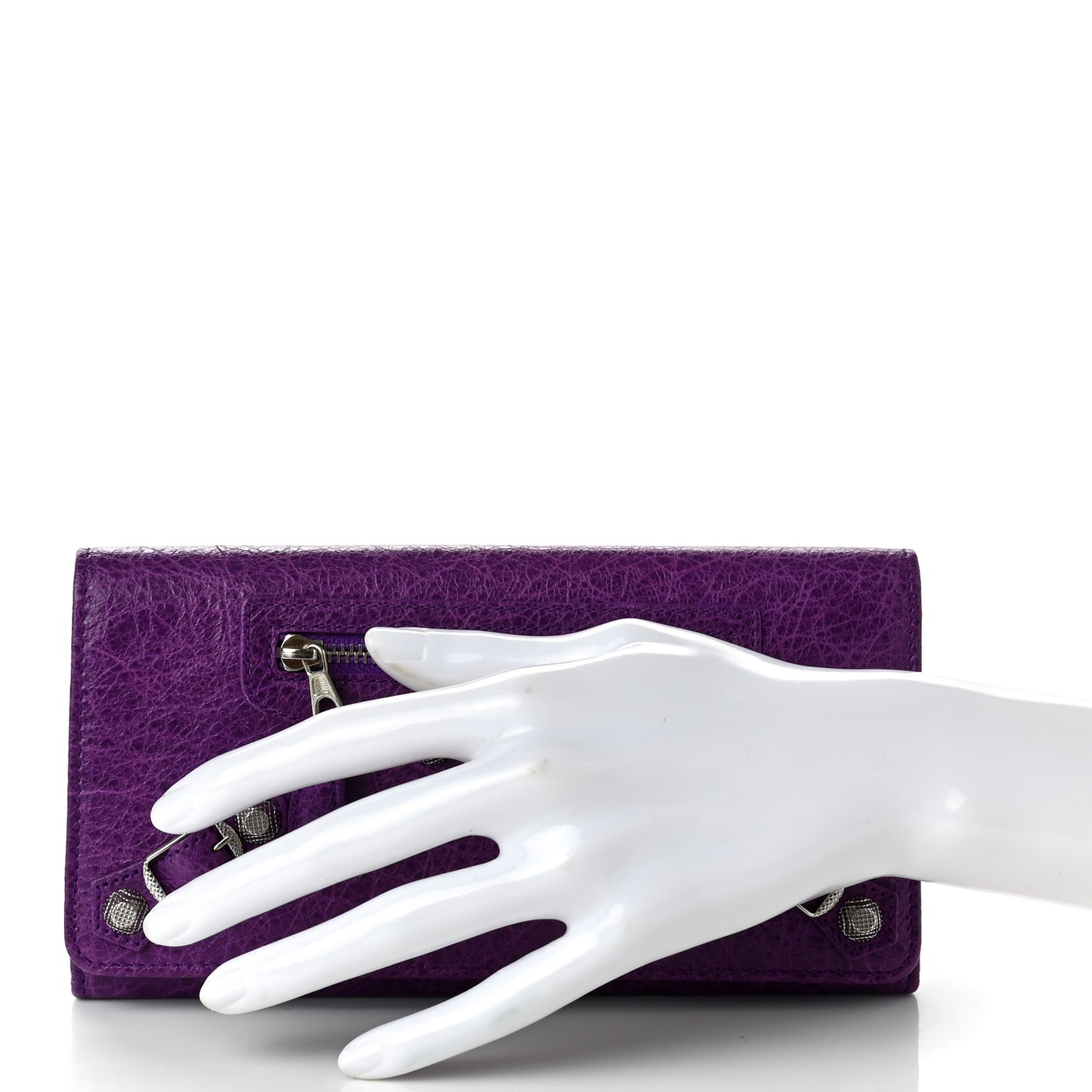 Agneau Giant 12 Silver Hardware Money Wallet Ultraviolet