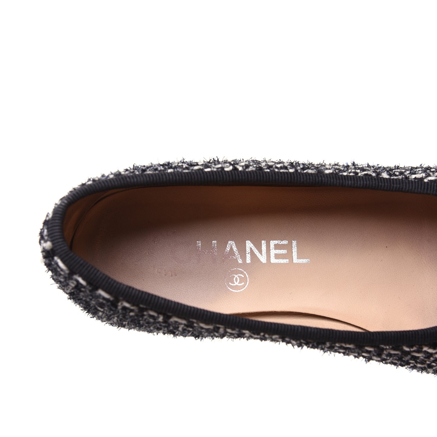 Tweed Cap Toe Ballerina Flats 36.5 Black White