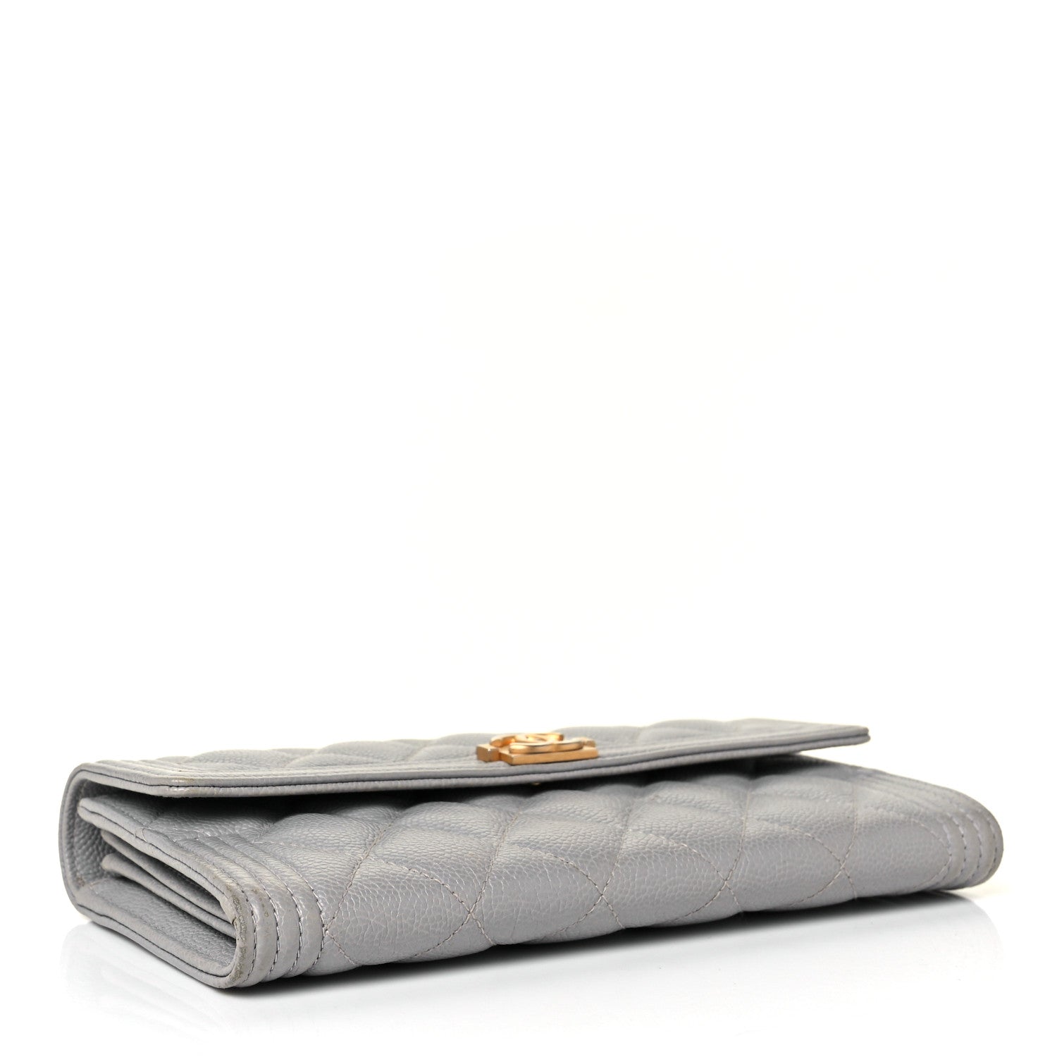 Chanel Caviar Quilted Large Boy Gusset Flap Wallet Grey 4 of 11