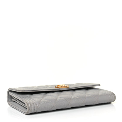 Chanel Caviar Quilted Large Boy Gusset Flap Wallet Grey 4 of 11