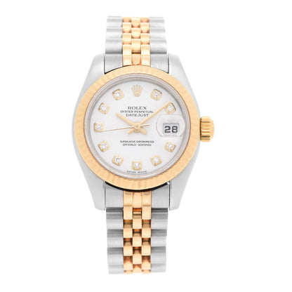 Rolex Stainless Steel 18K Yellow Gold Diamond 26mm Oyster Perpetual Datejust Watch White 179173 1 of 4