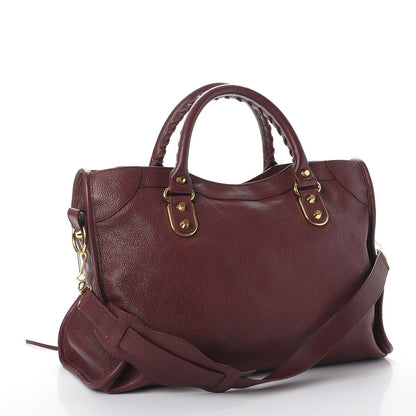 Balenciaga Chevre Gold Metallic Edge Hardware City Bordeaux 4 of 12