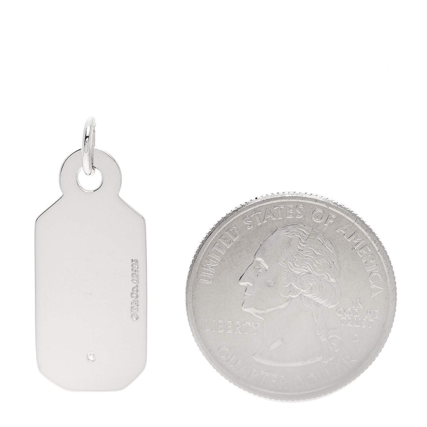 Sterling Silver Diamond Logo Tag Charm