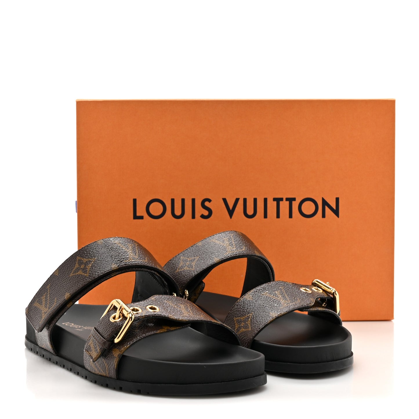 Monogram Bom Dia Mule Sandals 38.5 Black