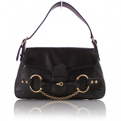 Gucci Leather Horsebit Flap Bag Black 1 of 11