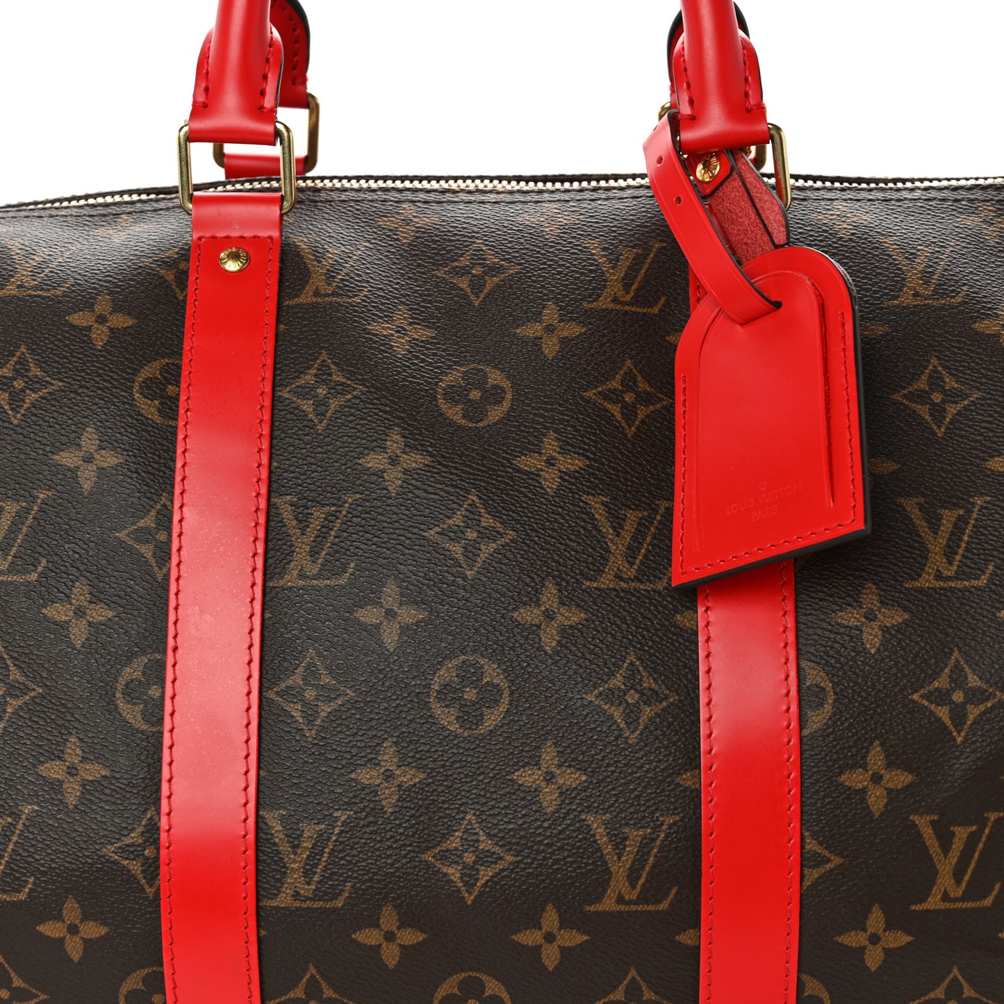 Calfskin Monogram Keepall Bandouliere 50 Coquelicot