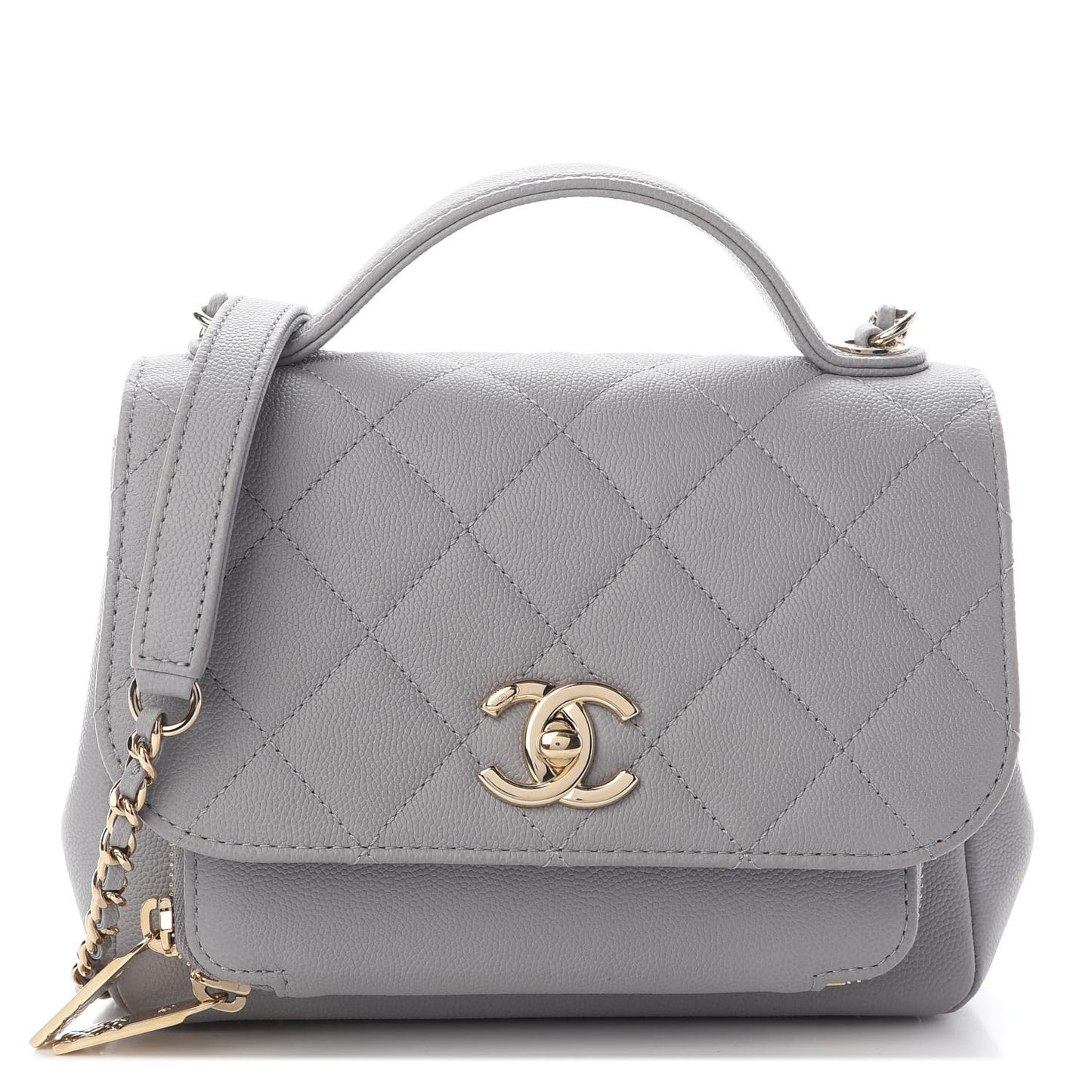 Caviar Quilted Small Business Affinity Flap Grey