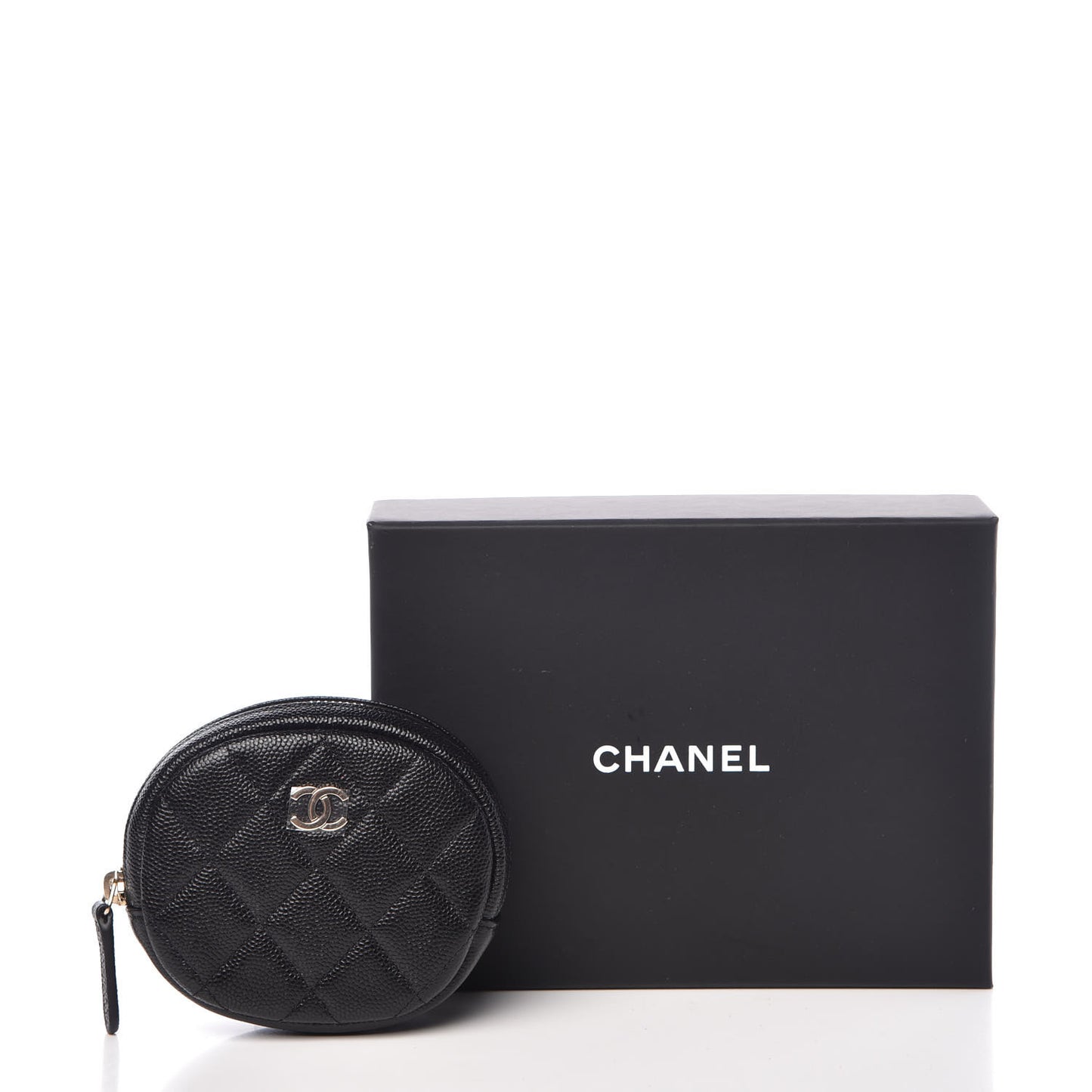 Caviar Quilted Zip Around Classic Coin Purse Black
